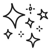 doodle set di stelle vettoriali icona scintilla, icona superficie pulita. stelle con effetto di luce incandescente e scoppio brillante. isolato su sfondo bianco. illustrazione vettoriale