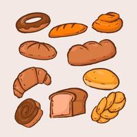 disegnato a mano forno infornare pane Pasticcino delizioso cibo collezione impostato per ristorante vettore