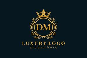 iniziale dm lettera reale lusso logo modello nel vettore arte per ristorante, regalità, boutique, bar, Hotel, araldico, gioielleria, moda e altro vettore illustrazione.