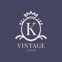 lettera K Vintage ▾ logo design per classico bellezza Prodotto, rustico marca, nozze, terme, salone, Hotel vettore