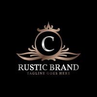 lettera c lussuoso rustico cresta logo distintivo per bellezza cura, nozze organizzatore, Hotel e Villetta vettore