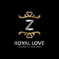lettera z reale cuore forma lusso Vintage ▾ logo design per moda, Hotel, nozze, ristorante, bellezza cura vettore