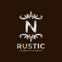 lettera n rustico vettore logo modello design per moda, nozze, terme, salone, Hotel, ristorante, bellezza cura
