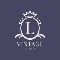 lettera l Vintage ▾ logo design per classico bellezza Prodotto, rustico marca, nozze, terme, salone, Hotel vettore