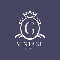 lettera g Vintage ▾ logo design per classico bellezza Prodotto, rustico marca, nozze, terme, salone, Hotel vettore