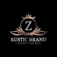 lettera z lussuoso rustico cresta logo distintivo per bellezza cura, nozze organizzatore, Hotel e Villetta vettore