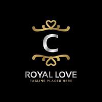 lettera c reale cuore forma lusso Vintage ▾ logo design per moda, Hotel, nozze, ristorante, bellezza cura vettore