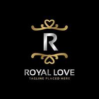 lettera r reale cuore forma lusso Vintage ▾ logo design per moda, Hotel, nozze, ristorante, bellezza cura vettore