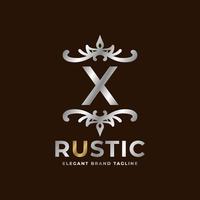 lettera X rustico vettore logo modello design per moda, nozze, terme, salone, Hotel, ristorante, bellezza cura