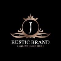 lettera j lussuoso rustico cresta logo distintivo per bellezza cura, nozze organizzatore, Hotel e Villetta vettore