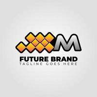 lettera m moderno futuristico astratto pixel vettore logo design