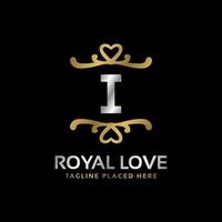lettera io reale cuore forma lusso Vintage ▾ logo design per moda, Hotel, nozze, ristorante, bellezza cura vettore