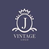 lettera j Vintage ▾ logo design per classico bellezza Prodotto, rustico marca, nozze, terme, salone, Hotel vettore