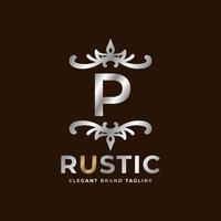 lettera p rustico vettore logo modello design per moda, nozze, terme, salone, Hotel, ristorante, bellezza cura