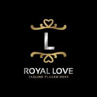 lettera l reale cuore forma lusso Vintage ▾ logo design per moda, Hotel, nozze, ristorante, bellezza cura vettore