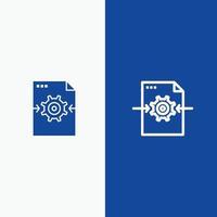 file Ingranaggio ambientazione freccia linea e glifo solido icona blu bandiera vettore