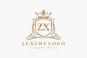 iniziale zx lettera reale lusso logo modello nel vettore arte per ristorante, regalità, boutique, bar, Hotel, araldico, gioielleria, moda e altro vettore illustrazione.