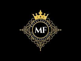 lettera mf antico reale lusso vittoriano logo con ornamentale telaio. vettore