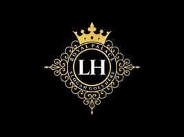 lettera lh antico reale lusso vittoriano logo con ornamentale telaio. vettore