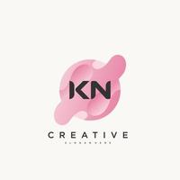 kn iniziale lettera colorato logo icona design modello elementi vettore