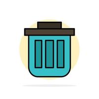 spazzatura cestino bidone può contenitore pattumiera ufficio astratto cerchio sfondo piatto colore icona vettore