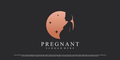 incinta madre logo design illustrazione con cerchio concetto e creativo elemento vettore