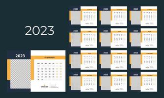 scrivania calendario 2023 modello vettore