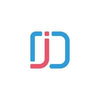 lettera dj semplice geometria linea logo vettore