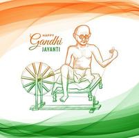 mahatma gandhi per gandhi jayanti sullo sfondo dell'onda vettore