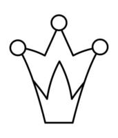 fiaba corona in bianco e nero isolata su sfondo bianco. accessorio di fantasia del re o della regina della linea vettoriale. simbolo di autorità sovrana. icona di gioielli reali da favola medievale vettore