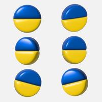 bandiera di Ucraina nel diverso 3d proiezioni. 3d bandiera di Ucraina a partire dal diverso angoli. vettore azione illustrazione.