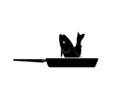 silhouette di il pollo carne su il frittura padella per logo, app, sito web, pittogramma, arte illustrazione o grafico design elemento. vettore illustrazione
