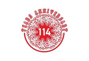 114 anni anniversario logo e etichetta design vettore