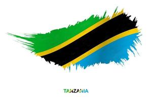 bandiera di Tanzania nel grunge stile con agitando effetto. vettore