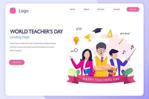 insieme dell'icona della giornata mondiale degli insegnanti. stile modello vettoriale piatto adatto per la pagina di destinazione web.