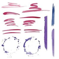 astratto moderno dipinto a mano design con acquerello macchia etichetta pennellata blu, rosa, viola vettore