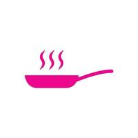 eps10 rosa vettore frittura padella con vapore astratto solido icona isolato su bianca sfondo. cucinando padella pieno simbolo nel un' semplice piatto di moda moderno stile per il tuo sito web disegno, logo, e mobile App