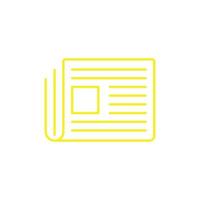 eps10 giallo vettore articolo o giornale linea arte icona isolato su bianca sfondo. stampa o rivista schema simbolo nel un' semplice piatto di moda moderno stile per il tuo sito web disegno, logo, e mobile App