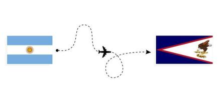 volo e viaggio a partire dal argentina per americano samoa di passeggeri aereo viaggio concetto vettore