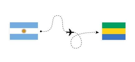 volo e viaggio dall'argentina al gabon con il concetto di viaggio in aereo passeggeri vettore