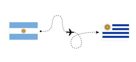 volo e viaggio dall'argentina all'uruguay con il concetto di viaggio in aereo passeggeri vettore