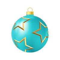 turchese Natale albero giocattolo con d'oro stelle realistico colore illustrazione vettore