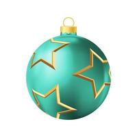 turchese Natale albero giocattolo con d'oro stelle realistico colore illustrazione vettore