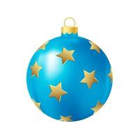 blu Natale albero giocattolo con oro stelle realistico colore illustrazione vettore