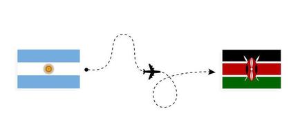 volo e viaggio dall'argentina al kenya con il concetto di viaggio in aereo passeggeri vettore