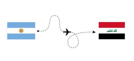 volo e viaggio dall'argentina all'iraq con il concetto di viaggio in aereo passeggeri vettore