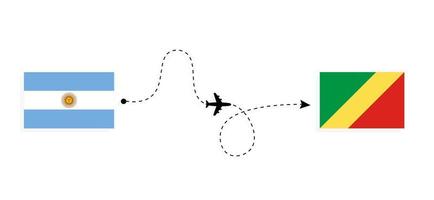 volo e viaggio dall'argentina alla repubblica del congo con il concetto di viaggio in aereo passeggeri vettore