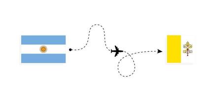 volo e viaggio a partire dal argentina per Vaticano di passeggeri aereo viaggio concetto vettore