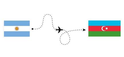 volo e viaggio dall'argentina all'azerbaigian con il concetto di viaggio in aereo passeggeri vettore