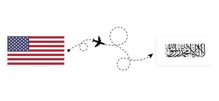 volo e viaggio dagli Stati Uniti all'Afghanistan con il concetto di viaggio in aereo passeggeri vettore
